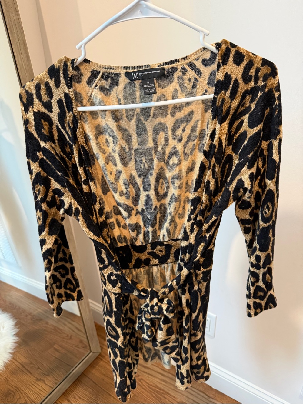 Leopard belted cardigan